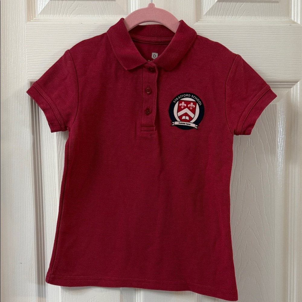 Stratford uniform Cardinal Short sleeve pique polo shirt 👕 size 7-8